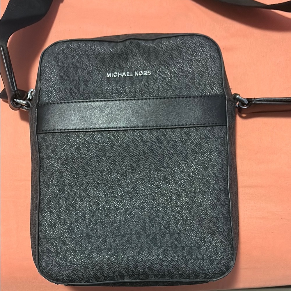 Michael Kors Black Messenger Bag with Monogram Print